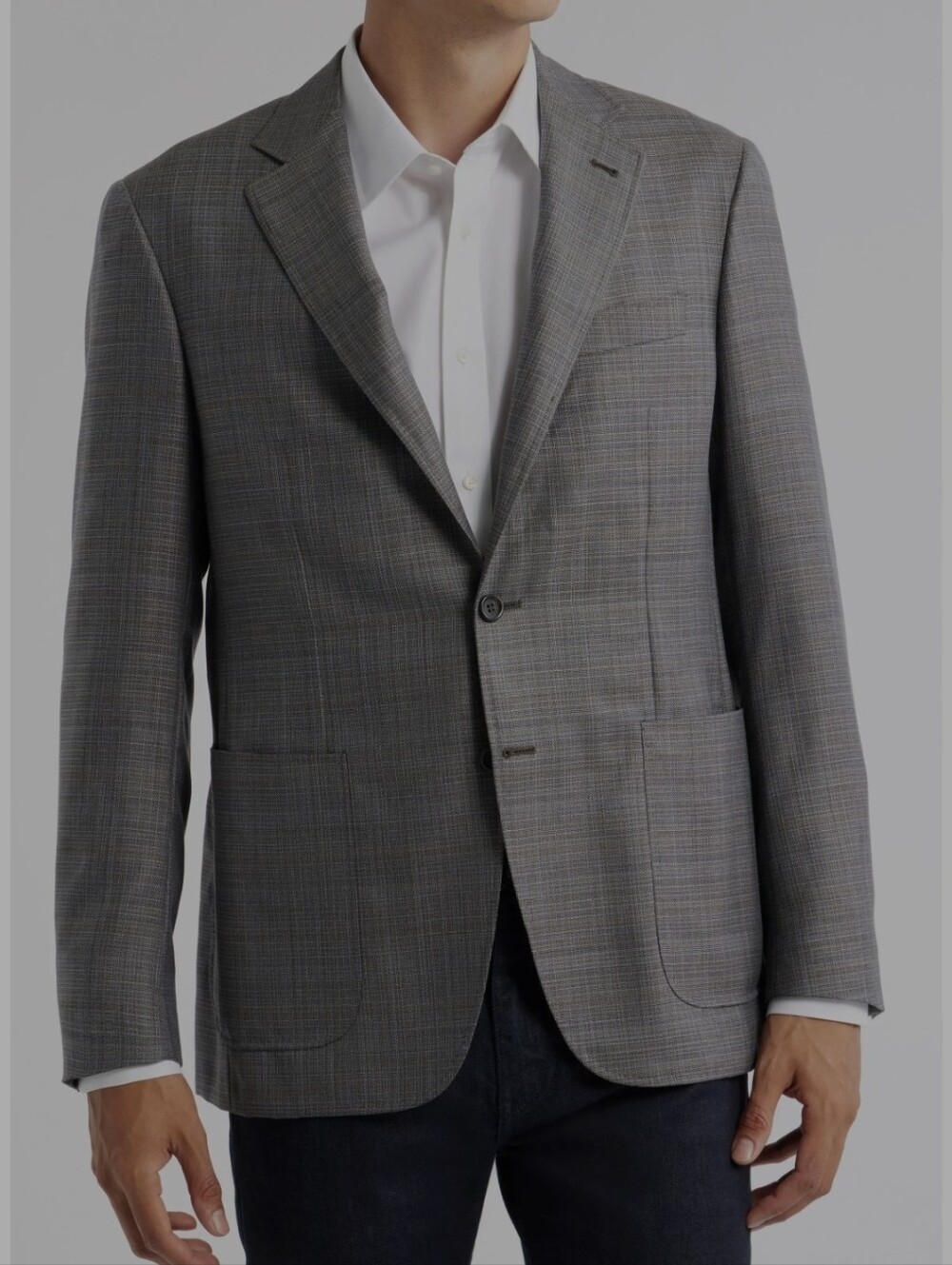 Canali Kei Trim Fit Shadow Plaid Super 130s Wool Sport Coat